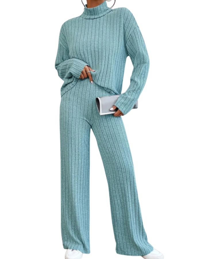 SHOPIQAT Casual High Collar Knitted Long Sleeve Women's Knitted Two-Piece Set - Premium from kakaclo - Just $11.900! Shop now at shopiqat